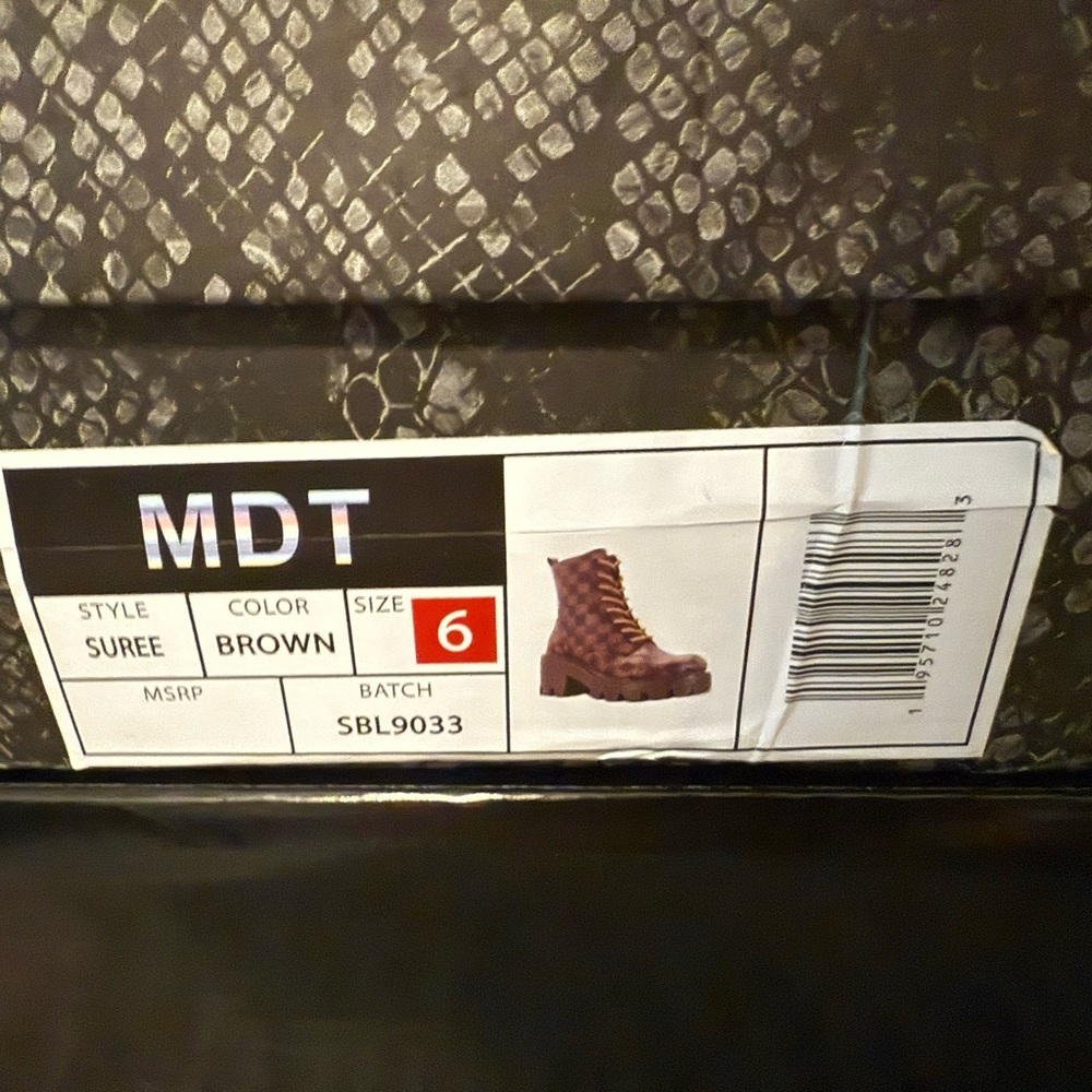Checkered Brown Combat Boots by MDT Size 6 - Picture 7 of 8